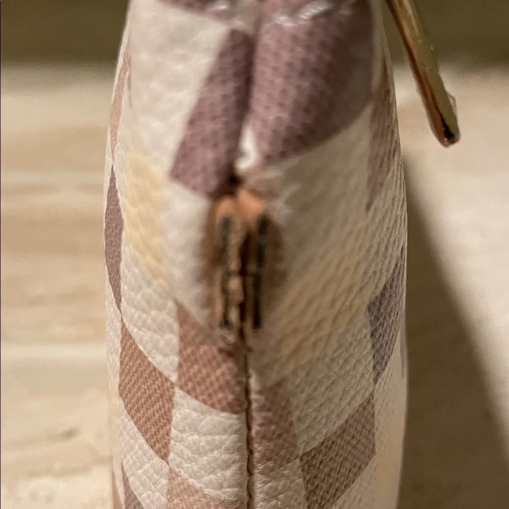 Anne Klein Checkered Beige and Brown Makeup Bag
